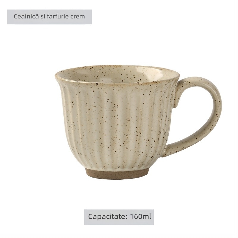 Set ceramic de cești de cafea și farfurioară, stil japonez, logo imprimat, personalizare disponibilă