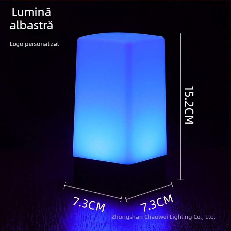 Lampă nocturnă LED reîncărcabilă pentru masă, model pătrat HT-TD1W020, suport din plastic, stil modern minimalist, logo OEM
