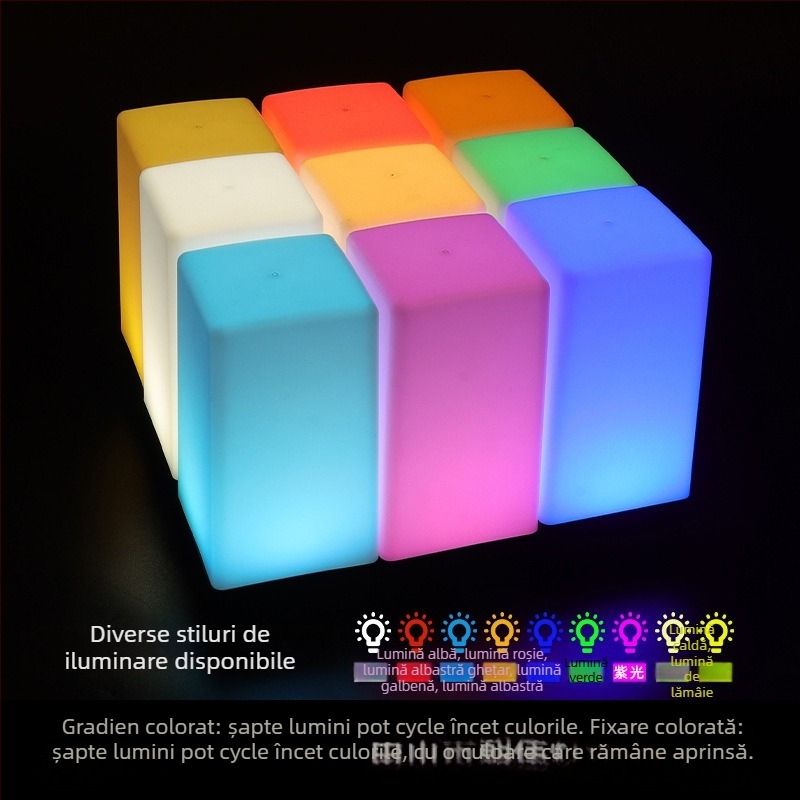 Lampă nocturnă LED reîncărcabilă pentru masă, model pătrat HT-TD1W020, suport din plastic, stil modern minimalist, logo OEM