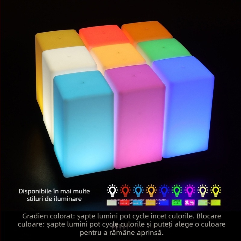 Lampă nocturnă LED reîncărcabilă pentru masă, model pătrat HT-TD1W020, suport din plastic, stil modern minimalist, logo OEM