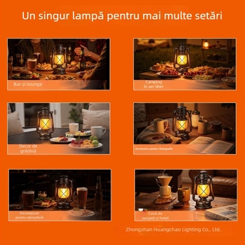 Lampă de bar pentru masă, design felinar retro, carcasă din plastic, model HT-TD1W291, ≤36V, iluminare de noapte, iluminare ambientală, ornamente DIY