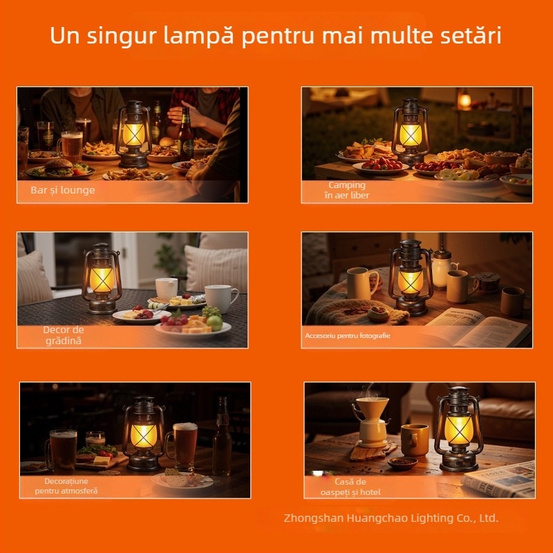 Lampă de bar pentru masă, design felinar retro, carcasă din plastic, model HT-TD1W291, ≤36V, iluminare de noapte, iluminare ambientală, ornamente DIY