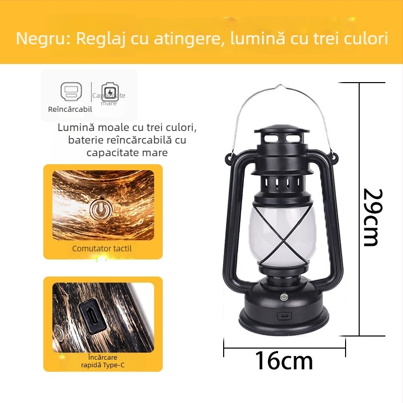 Lampă de bar pentru masă, design felinar retro, carcasă din plastic, model HT-TD1W291, ≤36V, iluminare de noapte, iluminare ambientală, ornamente DIY