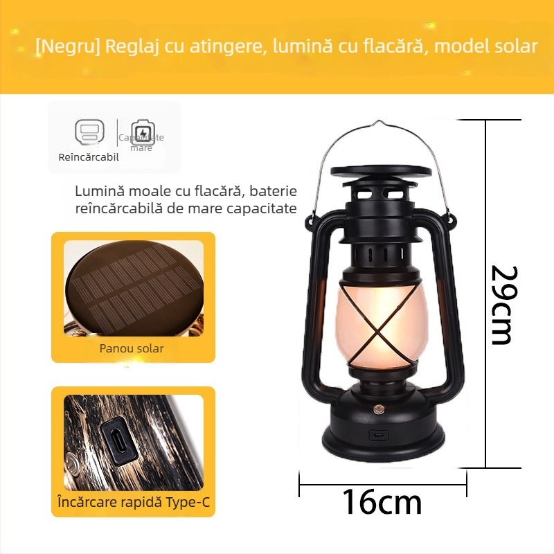 Lampă de bar pentru masă, design felinar retro, carcasă din plastic, model HT-TD1W291, ≤36V, iluminare de noapte, iluminare ambientală, ornamente DIY