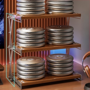 Raft de depozitare pentru birou, suport pliabil pentru cănile de cafea, organizator de birou cu mai multe etaje, stil modern minimalist, oțel carbon + lemn, model 2303059429383832576