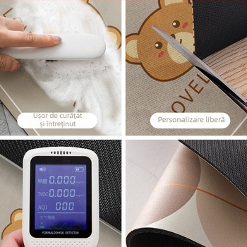 Set covorașe de podea pentru bucătărie din lut diatom – absorbant, anti-derapant, impermeabil, rezistent la ulei, lavabil, cu model floral