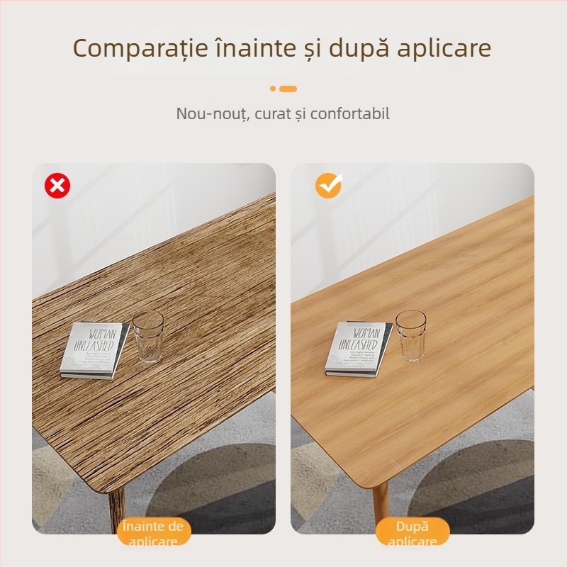 Adeziv autoadeziv cu aspect lemnos pentru renovarea mobilierului – rezistent la apă și umezeală, pentru dulapuri, uși din lemn și mobilier vechi