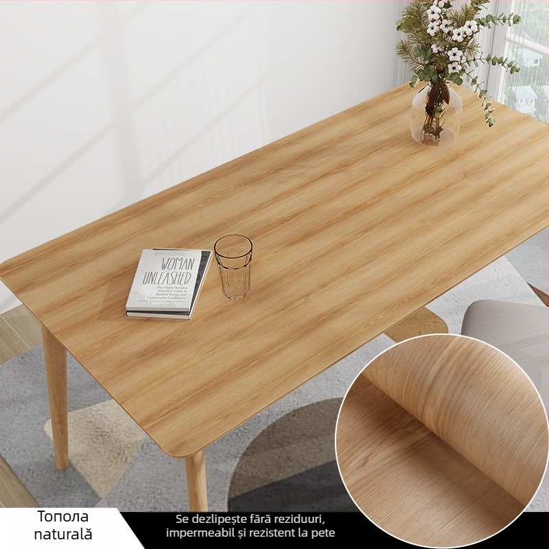 Adeziv autoadeziv cu aspect lemnos pentru renovarea mobilierului – rezistent la apă și umezeală, pentru dulapuri, uși din lemn și mobilier vechi
