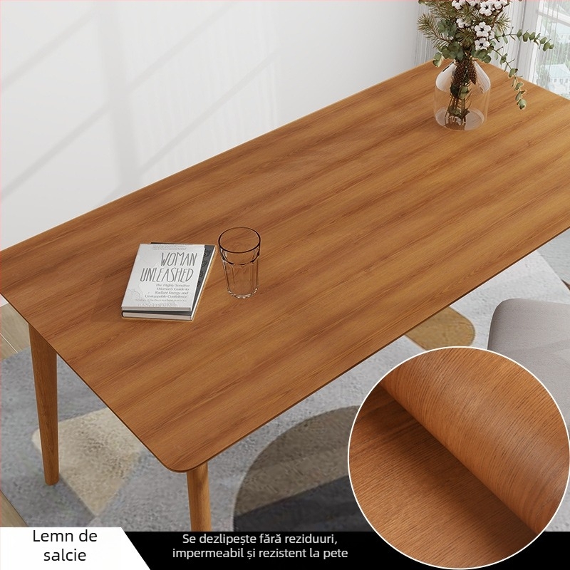 Adeziv autoadeziv cu aspect lemnos pentru renovarea mobilierului – rezistent la apă și umezeală, pentru dulapuri, uși din lemn și mobilier vechi