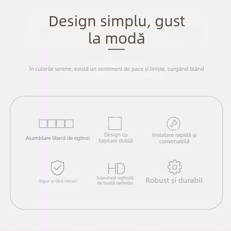 oglindă de perete autoadezivă, oglindă minimalistă pentru dormitor, model geometric abstract, rezistentă la apă și la ulei, acrilic, gri deschis, colțuri rotunjite 2,0 mm, 1 bucată