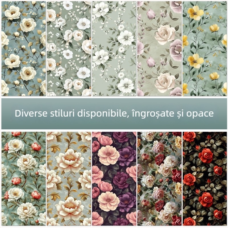 Stickere autocolante PVC pentru mobilier și pereți – tapet floral, acoperire pentru pereți, renovare a dulapurilor și garderobei, calitate premium