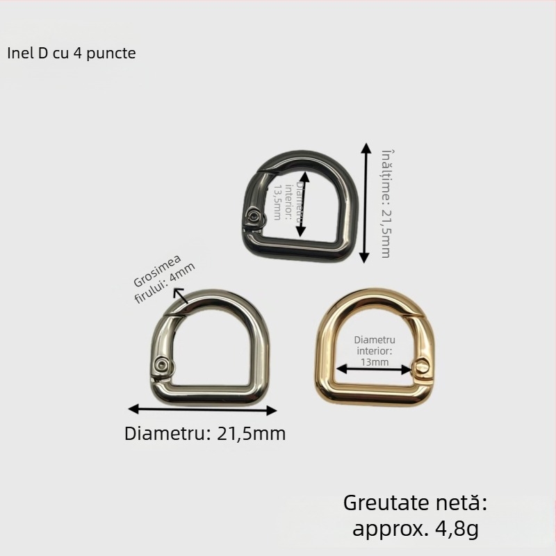 Set hardware pentru geantă în formă D: inel cu arc, cataramă în formă D și cataramă pentru bretea | Metal | Lansare toamnă 2024 | Accesorii bagaje
