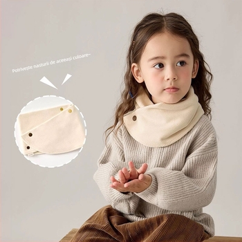 Fular pentru copii din polar fleece, stil japonez-coreean drăguț, uni, cald pentru toamnă și iarnă