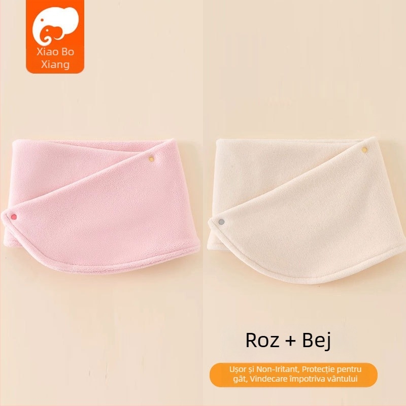 Fular pentru copii din polar fleece, stil japonez-coreean drăguț, uni, cald pentru toamnă și iarnă