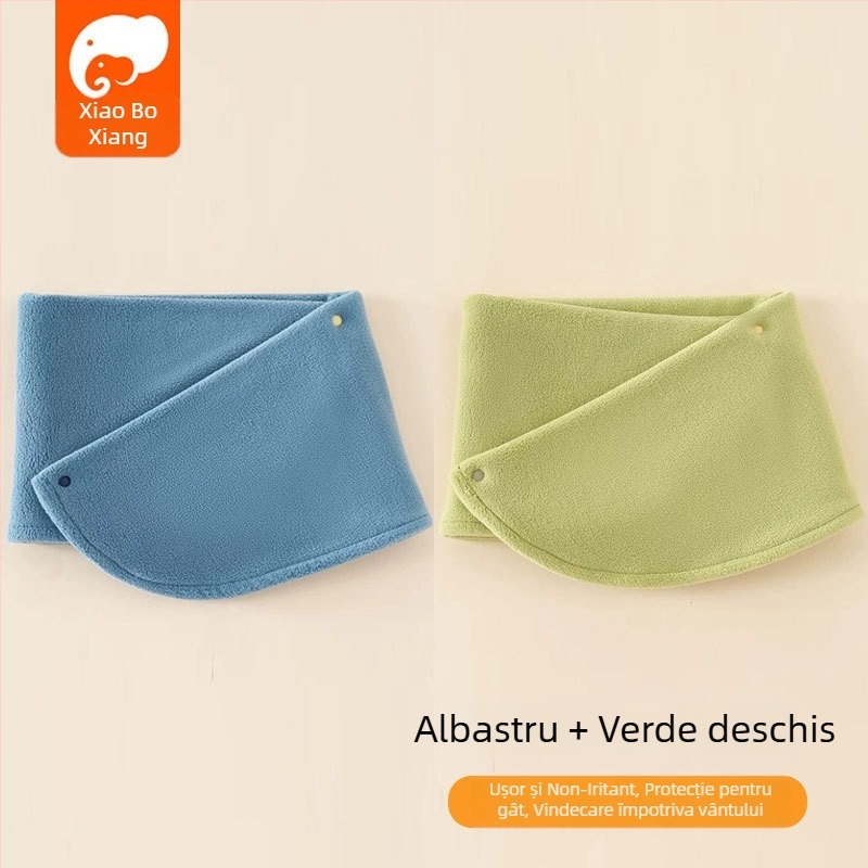 Fular pentru copii din polar fleece, stil japonez-coreean drăguț, uni, cald pentru toamnă și iarnă