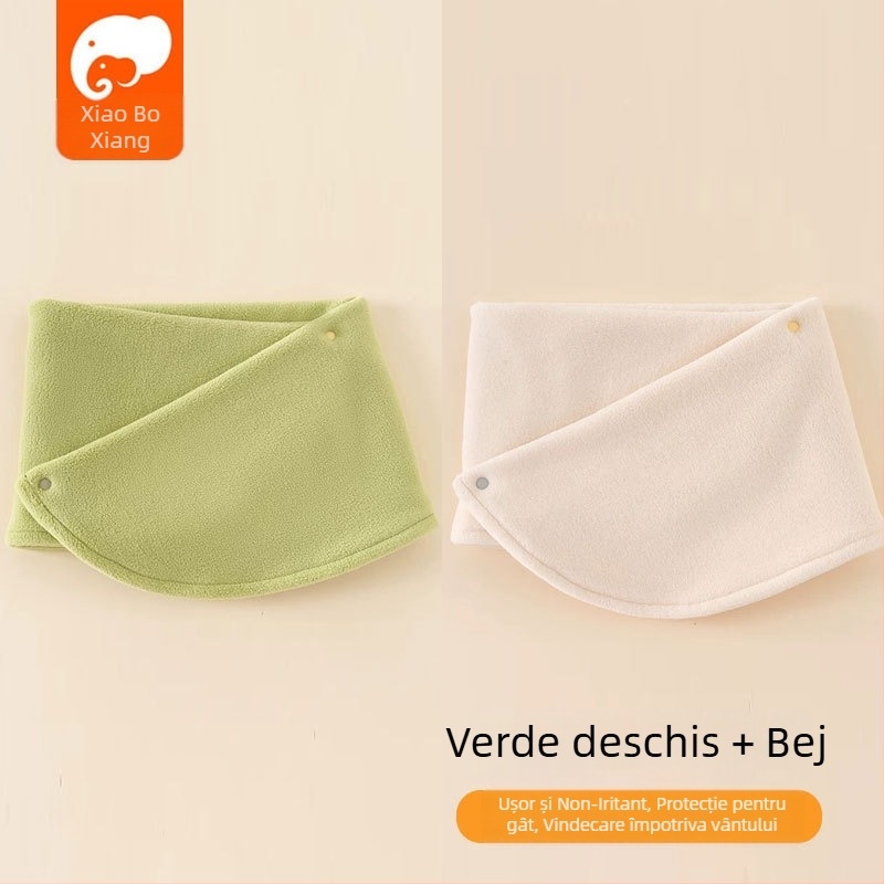 Fular pentru copii din polar fleece, stil japonez-coreean drăguț, uni, cald pentru toamnă și iarnă
