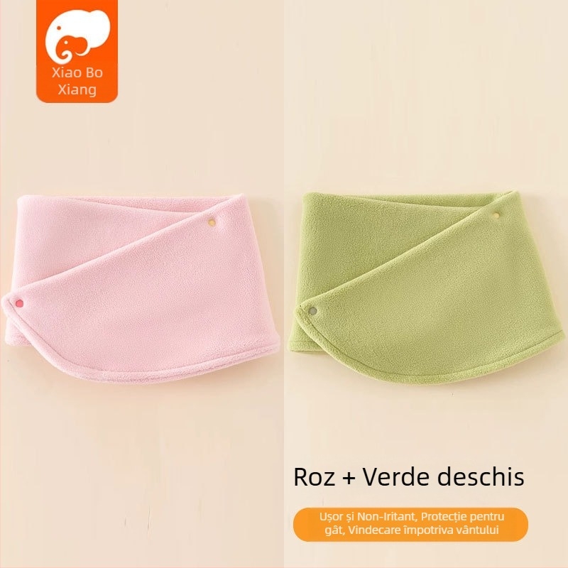 Fular pentru copii din polar fleece, stil japonez-coreean drăguț, uni, cald pentru toamnă și iarnă