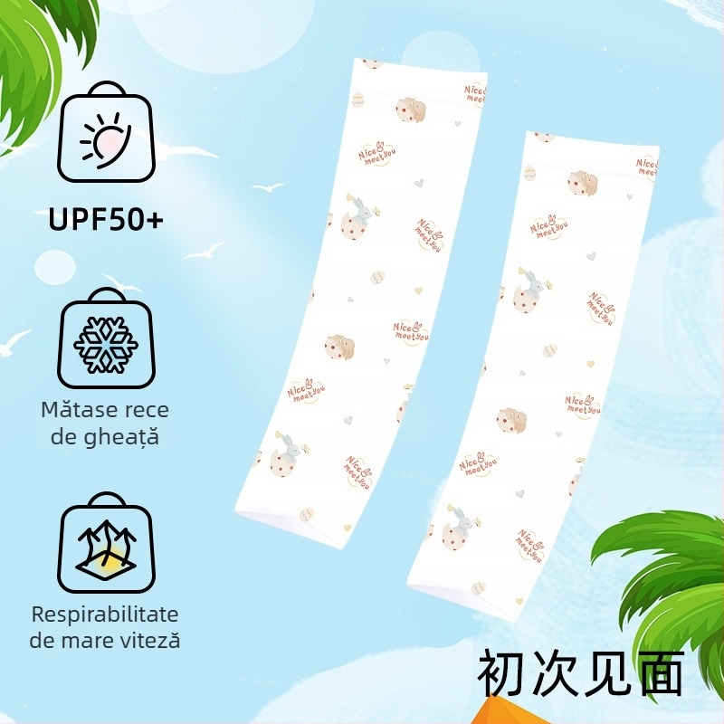 Manșete UV pentru copii, respirabile, cu imprimeu desen animat, pentru 1–13 ani