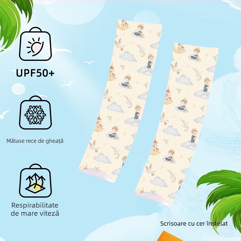 Manșete UV pentru copii, respirabile, cu imprimeu desen animat, pentru 1–13 ani