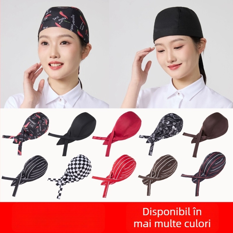 Pălărie de bucătar pirat reglabilă, din Twill cu carouri, vârf plat, margine plată, imprimare logo — echipament bucătărie unisex
