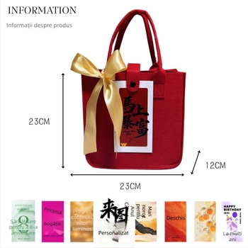 Set cadou de afaceri din felt, în stil chinezesc, în cutie cadou; destinat cadourilor corporatiste, promoționale și publicitare.