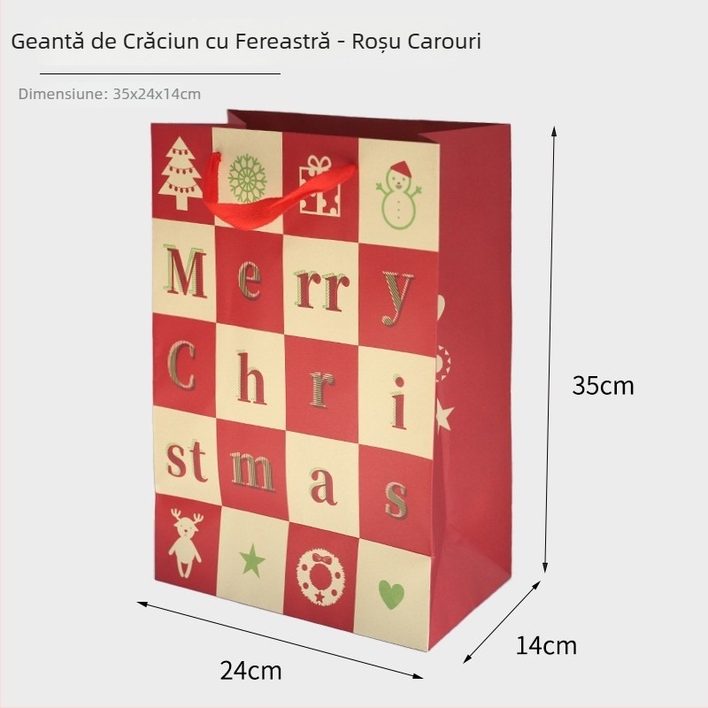 Geantă tote de Crăciun din hârtie — stil alt, ambalare cadou