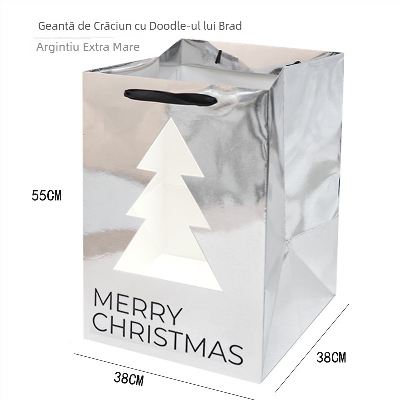 Geantă tote de Crăciun din hârtie — stil alt, ambalare cadou