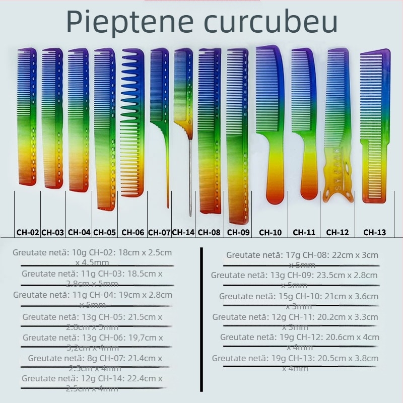 Pieptene de coafură cu coadă ascuțită, din plastic, pentru uz general