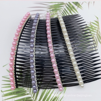 Pieptene de păr - formă de floare, din plastic cu diamante montate, stil simplu pentru femei, pentru breton