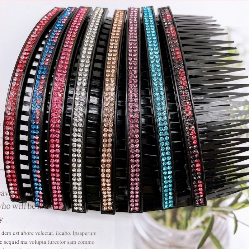 Pieptene de păr - formă de floare, din plastic cu diamante montate, stil simplu pentru femei, pentru breton