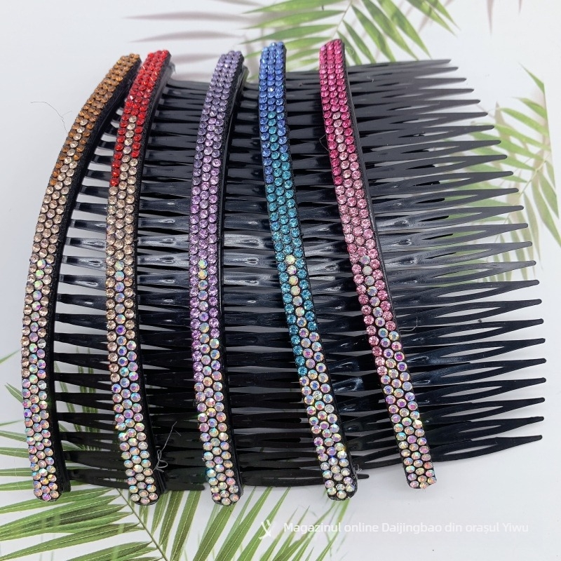 Pieptene de păr - formă de floare, din plastic cu diamante montate, stil simplu pentru femei, pentru breton