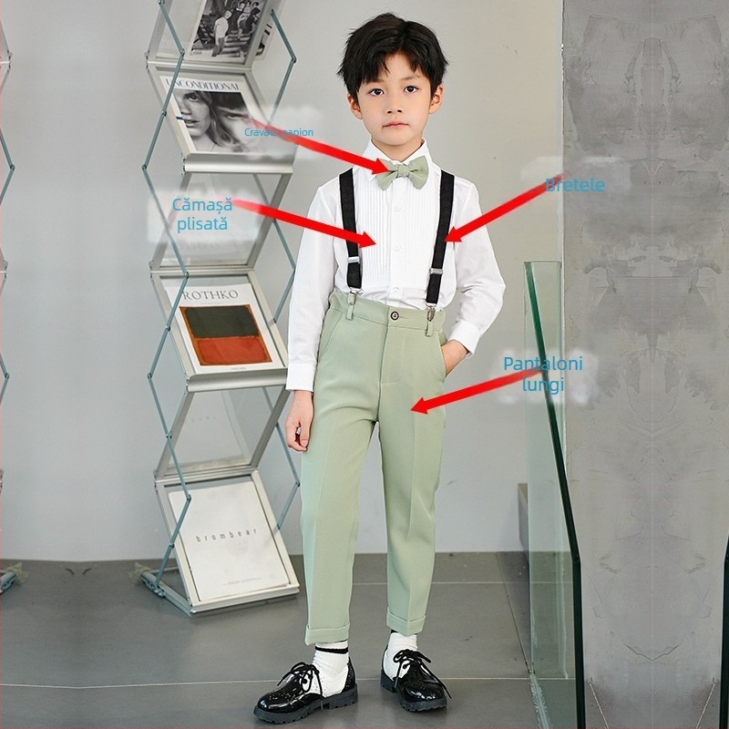 Set costum pentru copii cu sacou – stil Anglia; poliester 80%; pentru copii peste 8 ani; vară 2024 (Poliester 80%, stil Anglia, 8+ ani, vară 2024)