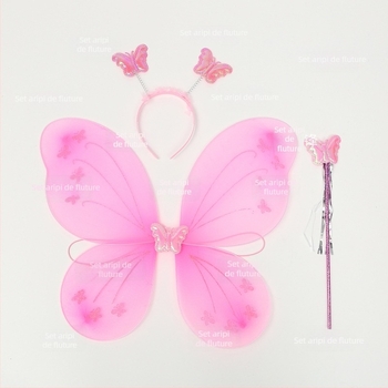 Set cu 8 aripi de fluture, baghetă magică, diademă, jucărie zână cu flori, accesoriu pentru spatele îngerului