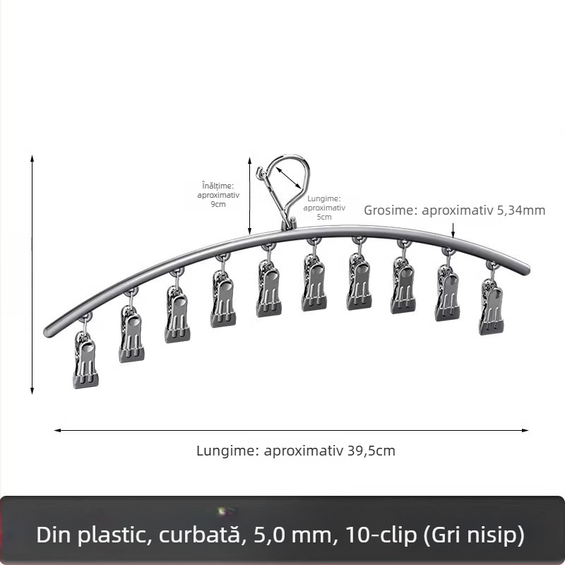 Clipuri pentru șosete din aliaj de zinc, suport de uscare curbat, cu mai multe cleme, neextensibil, nepliazibil, stil modern minimalist