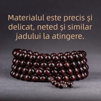 Brățară handmade din santal indian, cu mărgele și panglici, stil chinezesc, pentru bărbați