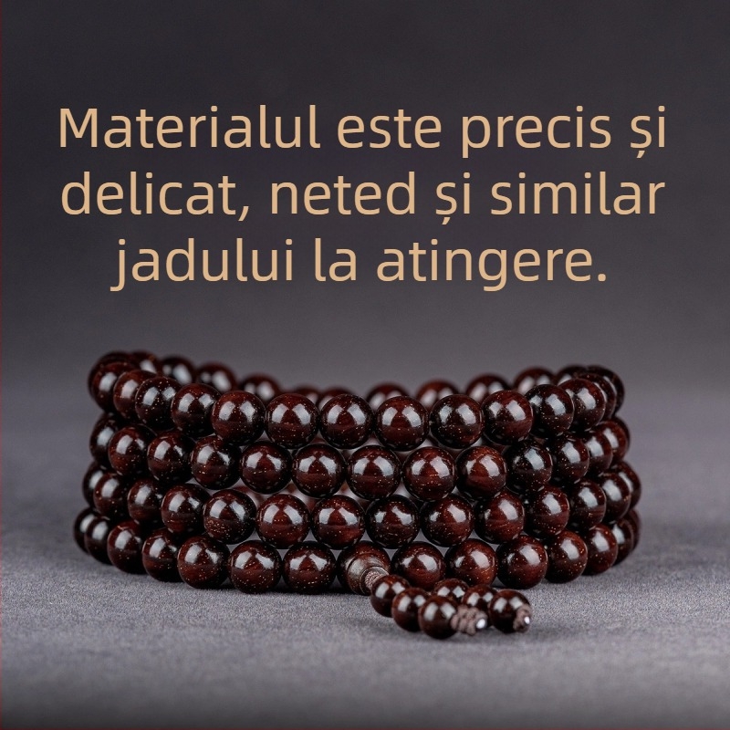 Brățară handmade din santal indian, cu mărgele și panglici, stil chinezesc, pentru bărbați