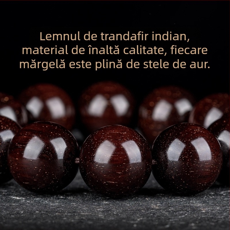 Brățară handmade din santal indian, cu mărgele și panglici, stil chinezesc, pentru bărbați