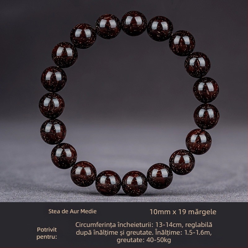 Brățară handmade din santal indian, cu mărgele și panglici, stil chinezesc, pentru bărbați