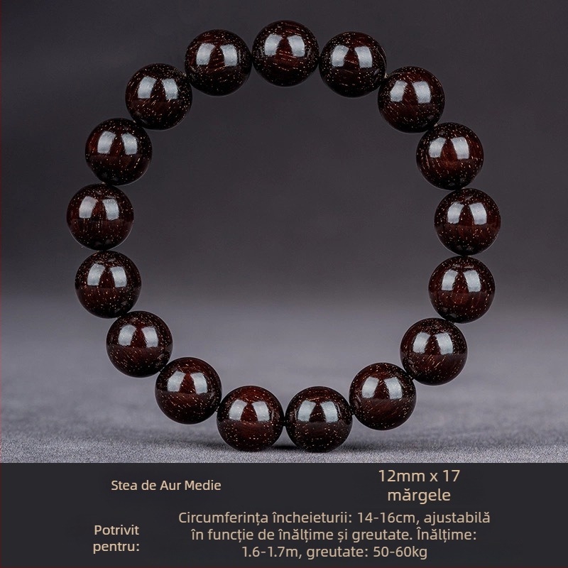 Brățară handmade din santal indian, cu mărgele și panglici, stil chinezesc, pentru bărbați