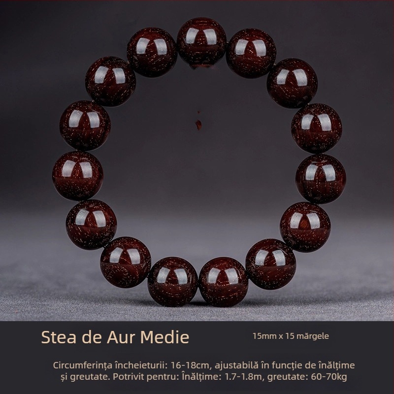 Brățară handmade din santal indian, cu mărgele și panglici, stil chinezesc, pentru bărbați