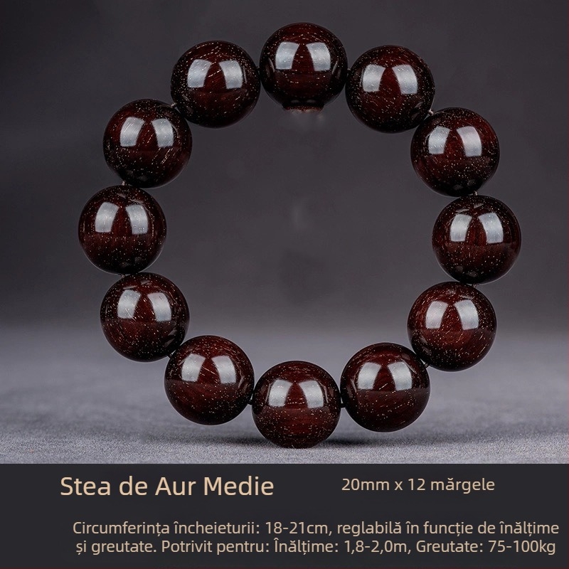 Brățară handmade din santal indian, cu mărgele și panglici, stil chinezesc, pentru bărbați