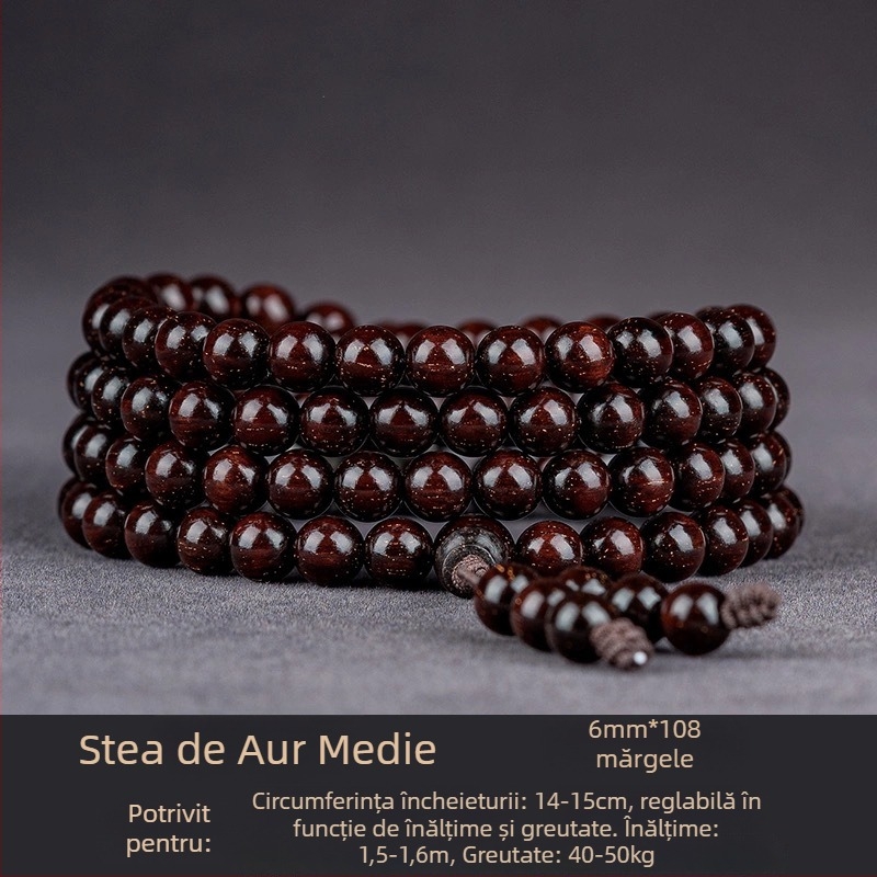 Brățară handmade din santal indian, cu mărgele și panglici, stil chinezesc, pentru bărbați