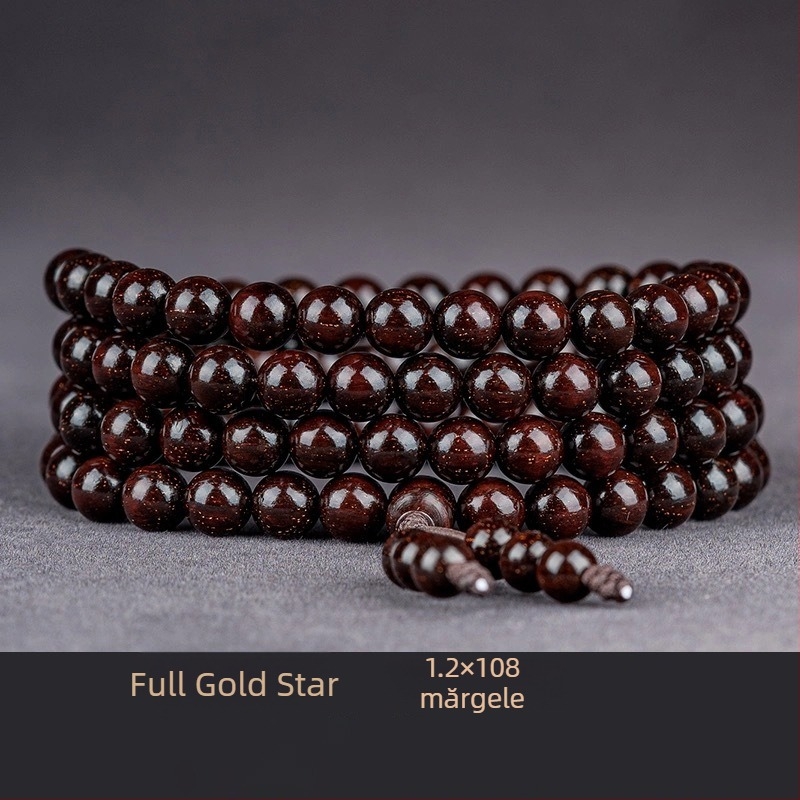 Brățară handmade din santal indian, cu mărgele și panglici, stil chinezesc, pentru bărbați