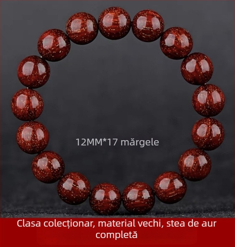 Brățară unisex cu 108 mărgele din lemn de zitan cu frunze mici, Rozariu, lansare primăvara 2023