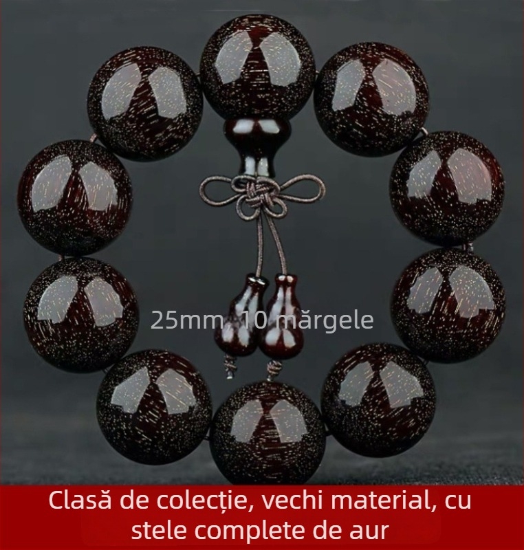 Brățară unisex cu 108 mărgele din lemn de zitan cu frunze mici, Rozariu, lansare primăvara 2023