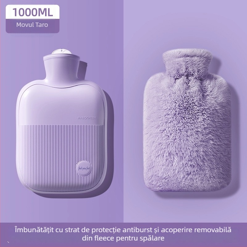 Borcă de apă caldă cu umplere prin apă, pentru încălzire a mâinilor, PVC dens, 500 g, potrivită pentru talie/abdomen/coloană/umăr/gât/mâini, cald și rece, opțiune de personalizare
