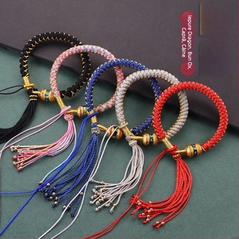 Brățară cu nod în solzi de dragon, inspirată de Tibet, țesută manual din cordon, unisex, stil etnic