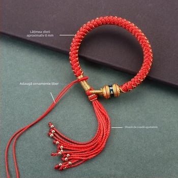 Brățară cu nod în solzi de dragon, inspirată de Tibet, țesută manual din cordon, unisex, stil etnic