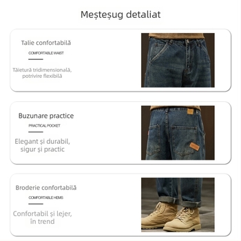 Blugi bărbătești drepți, talie medie, închidere cu fermoar, elasticitate ultra-înaltă, primăvara 2025, stil la modă, croială tridimensională