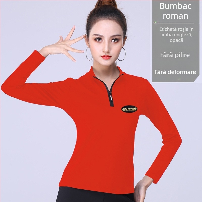 Costum modern de dans: top cu decolteu în V, mânecă scurtă, din amestec bumbac, căptușeală modal 90%, potrivit pentru dansuri latino și standard național